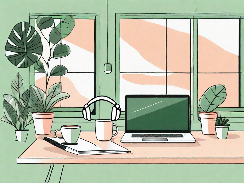 A serene workspace with a laptop