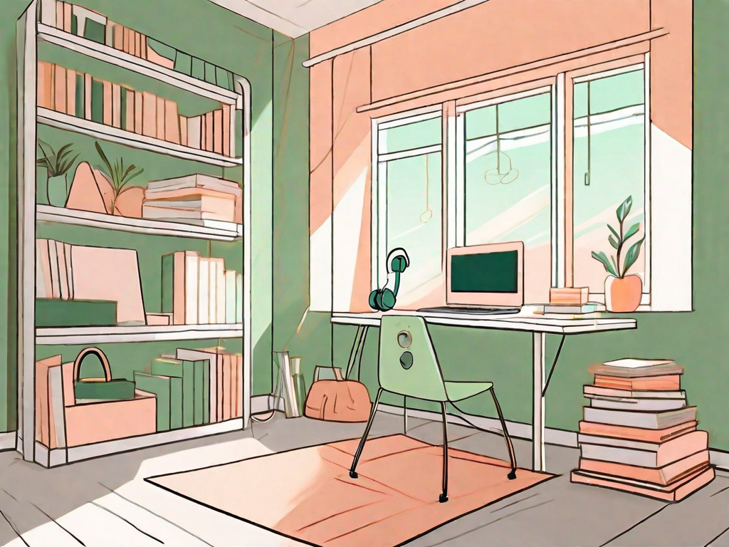 A child's desk with a lamp