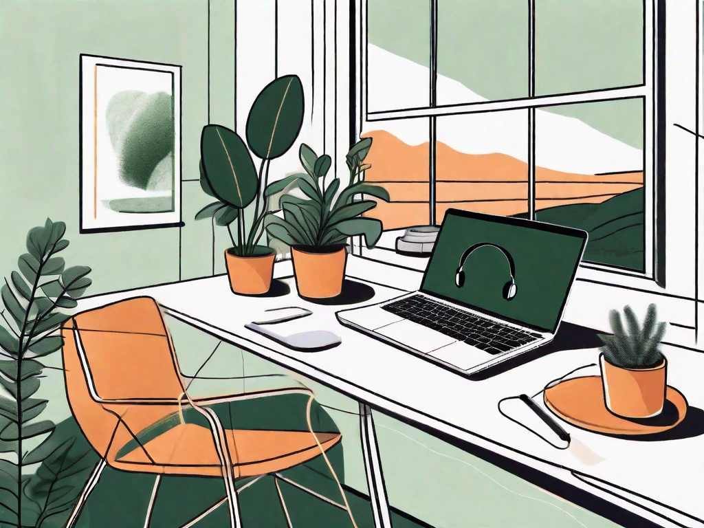 A serene workspace with a laptop
