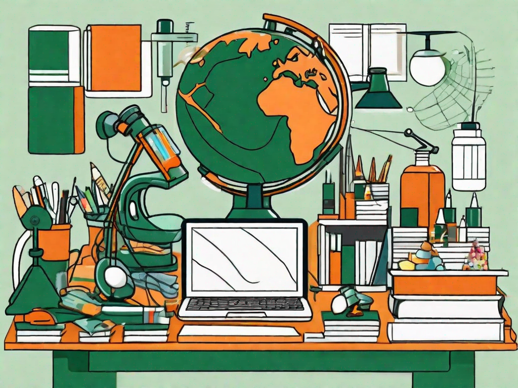 A cluttered desk filled with toys and distractions being transformed into a clean