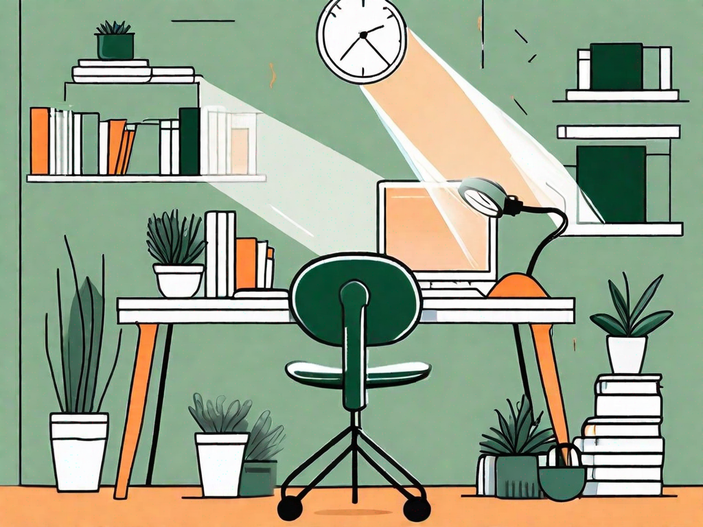 A serene classroom environment with a spotlight on an empty desk