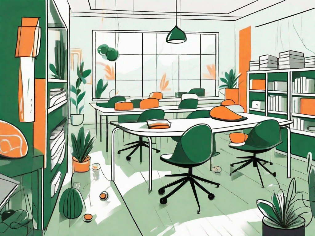 A serene classroom environment with various focus-enhancing tools like fidget toys