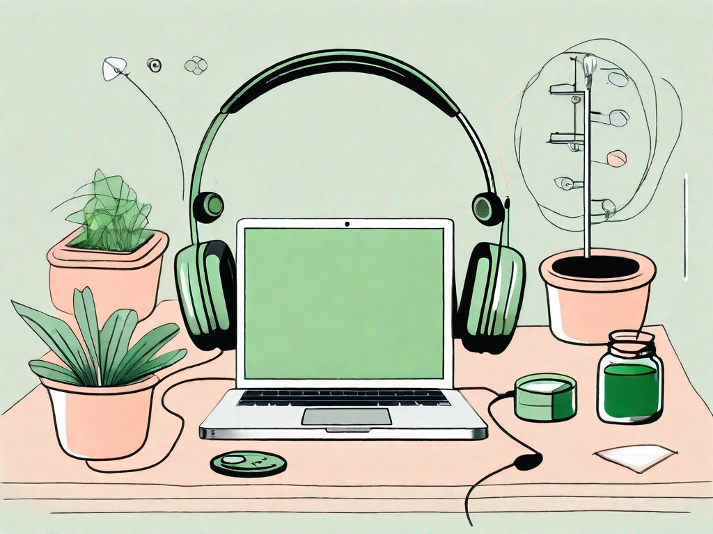 A serene environment with elements like a clear desk