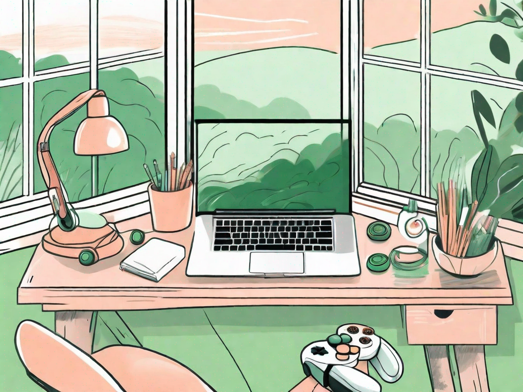 A child's desk filled with various concentration aids