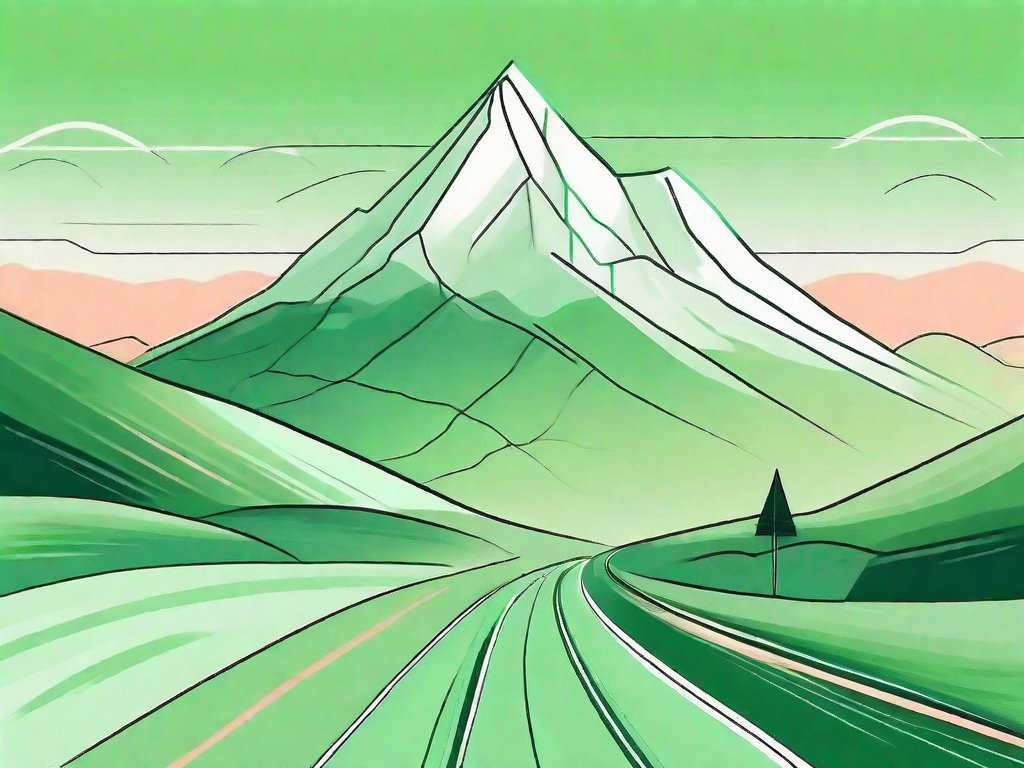 A serene landscape with a clear path leading to a mountain peak