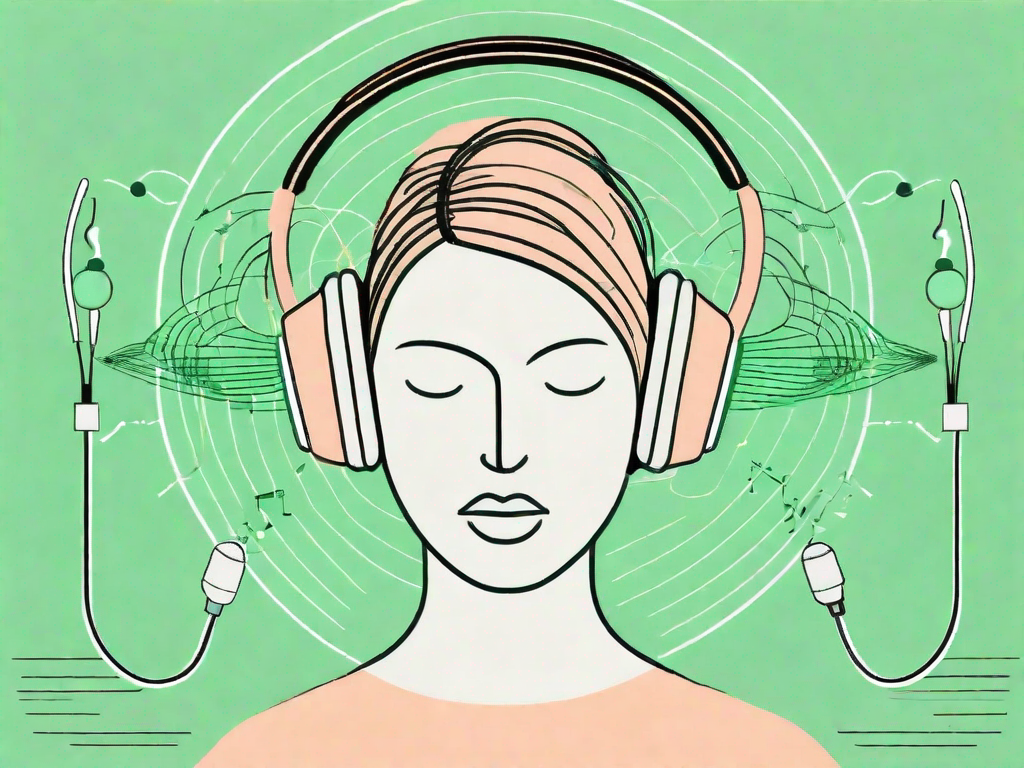 Headphones emitting sound waves in different frequencies