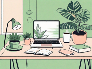 A serene desk setup with a lamp