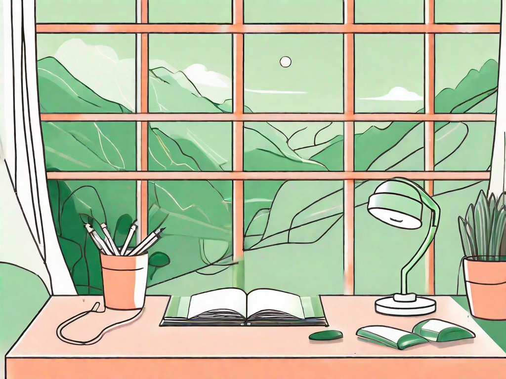 A child's desk with a study lamp