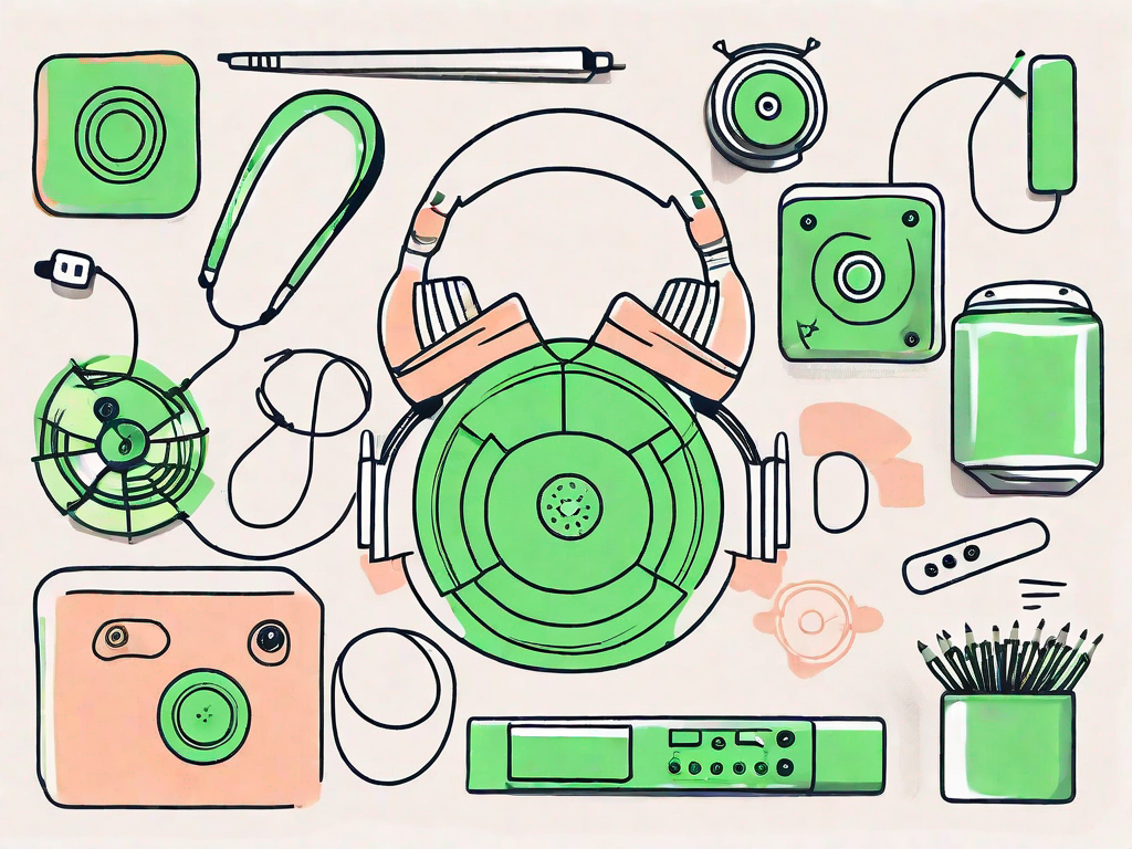 A child's desk with various focus-enhancing tools such as a fidget spinner