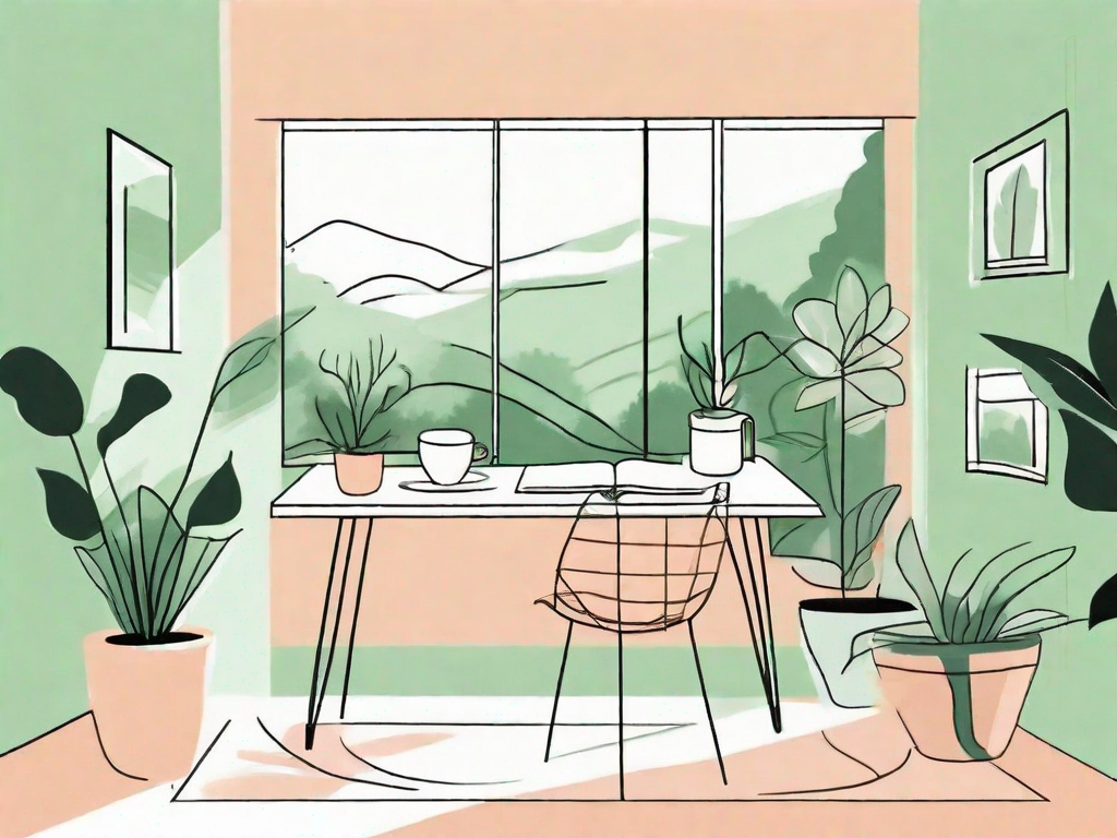 A serene study environment with a desk