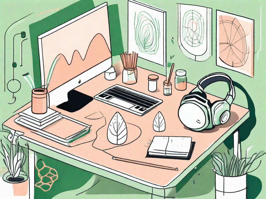 A child's desk with various focus-enhancing objects such as a concentration game