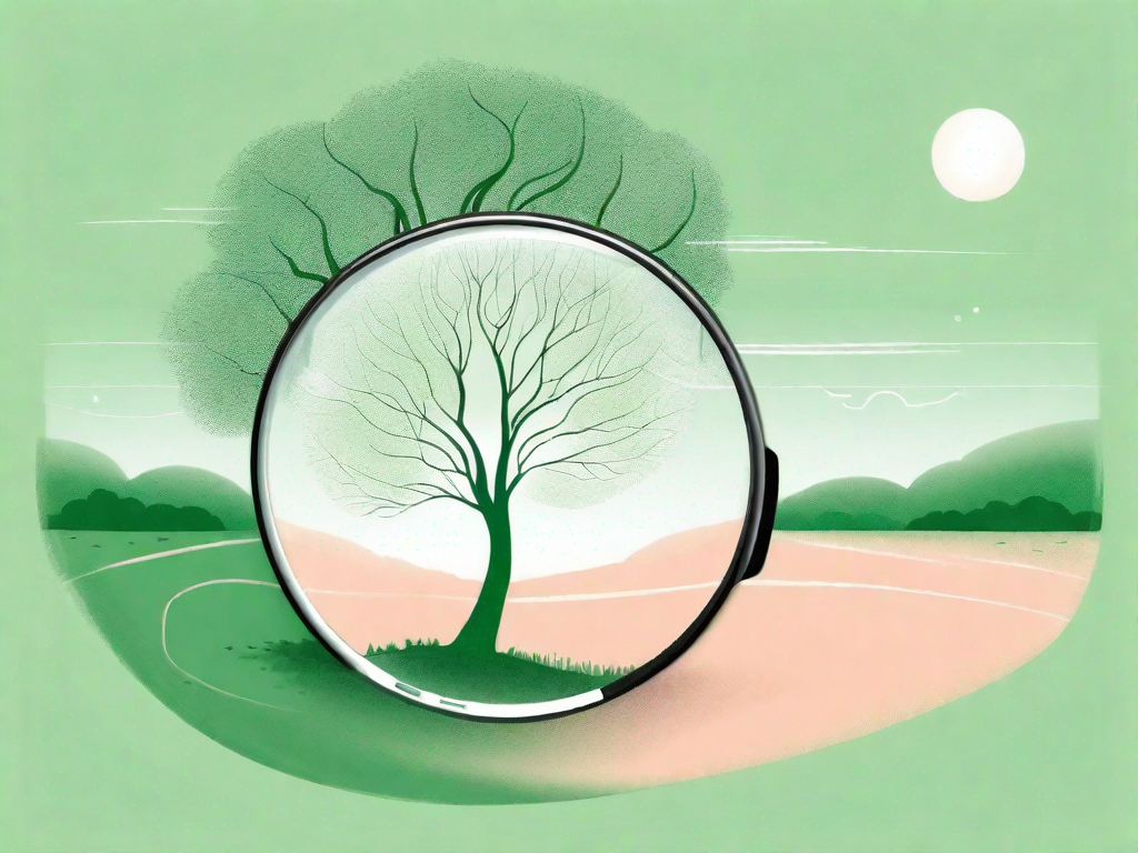 A serene landscape with a single tree in the middle