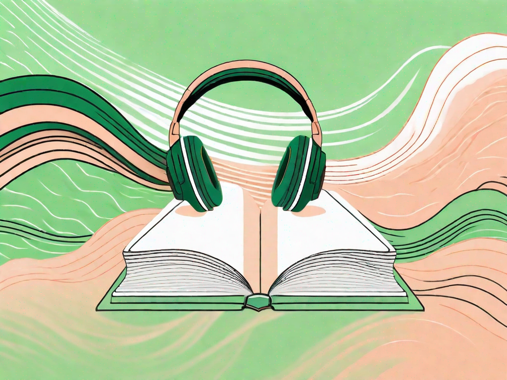 A pair of headphones resting on an open book