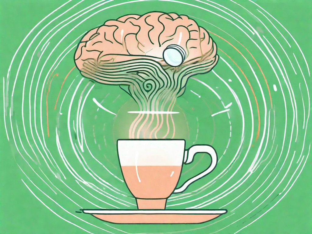 A coffee cup with symbolic elements like a magnifying glass and brain waves emanating from it
