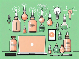 Various types of medication bottles with symbols of brain and concentration like a target and light bulb