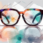 A pair of glasses with blurred images in the lenses
