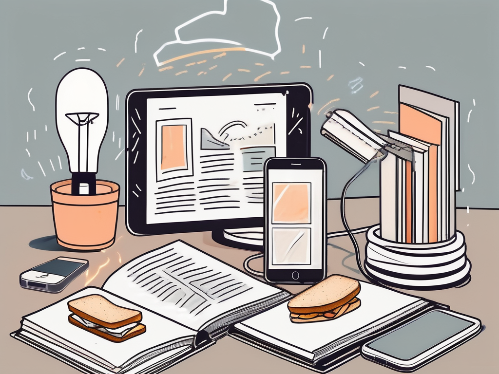 A cluttered desk with an open textbook