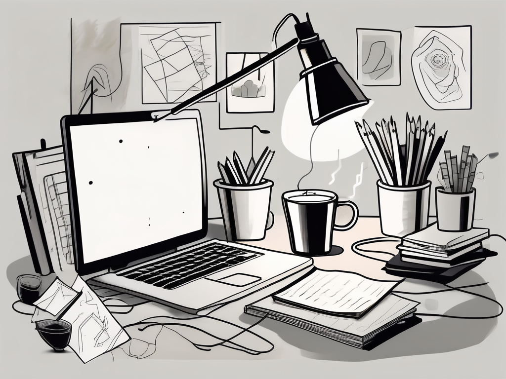 A cluttered desk with a variety of distractions like a buzzing smartphone