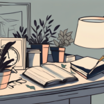 A cluttered desk with scattered books