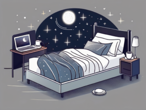 A bed surrounded by distractions like a glowing smartphone