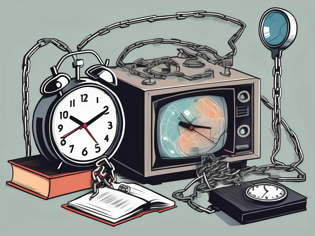 A clock wrapped in chains