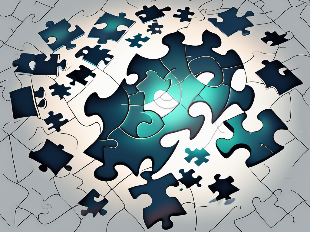 A scattered pile of puzzle pieces