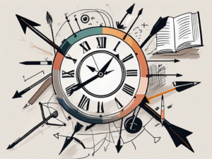 Several arrows splitting from a single point