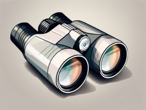 A pair of binoculars with one lens clear and sharp