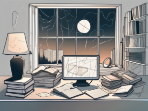 A cluttered desk with scattered math textbooks