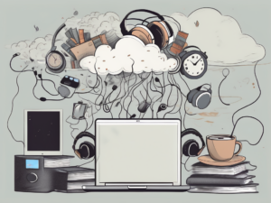 A scattered array of different objects such as a book