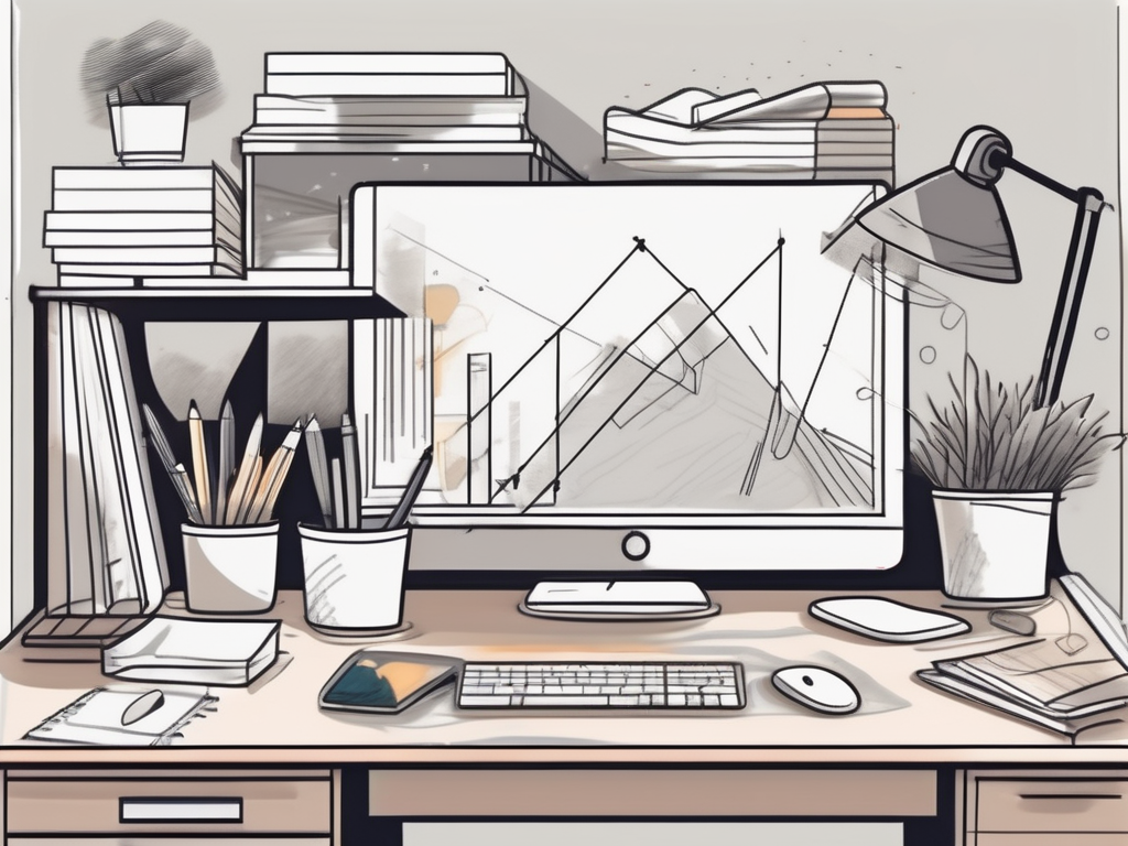 A cluttered desk gradually transforming into a clean